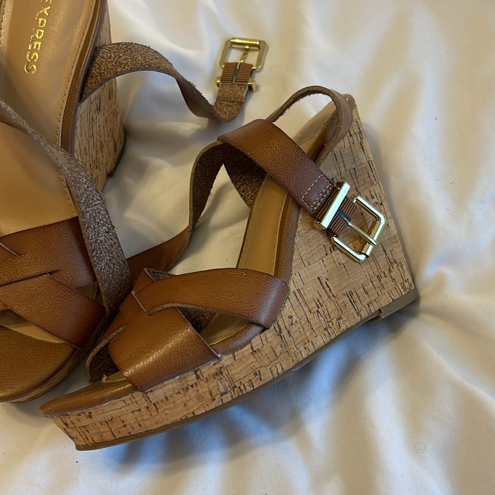 Express Brown Wedge Sandals - Picture 2 of 4